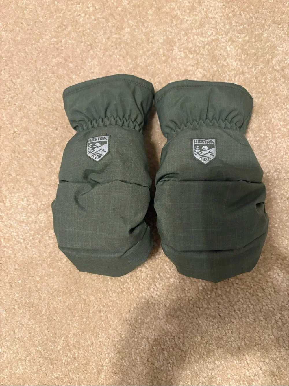 Hestra Kids Mittens in Olive Green and Black